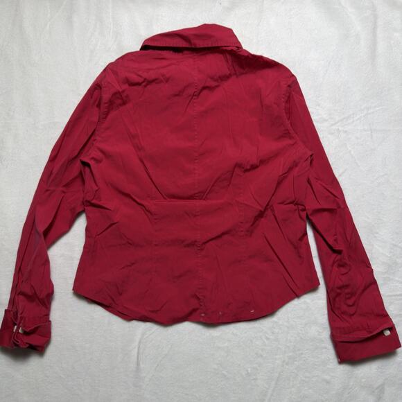 Talbots Dark Pink Button Down Shirt Y2K Office Siren Preppy - Picture 2 of 8